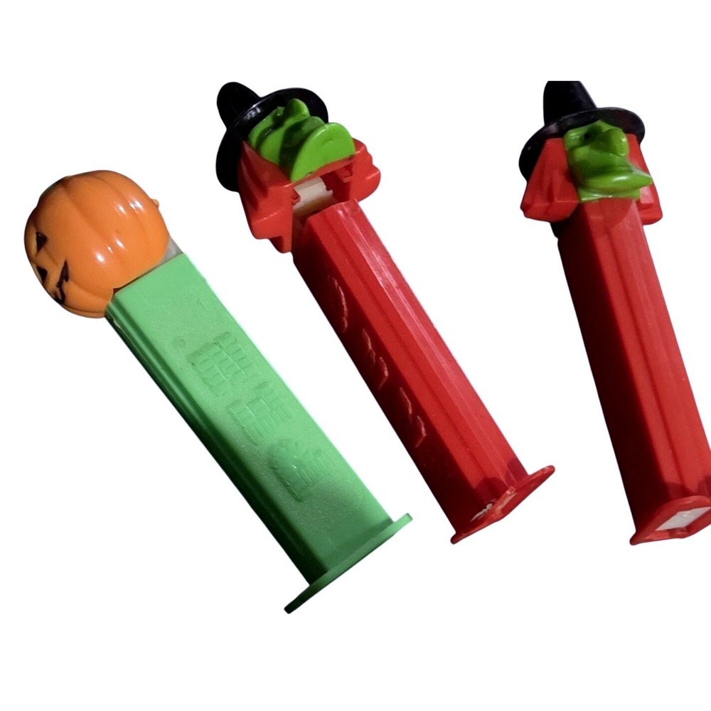PEZ Halloween Dispensers Set of 3 Vintage Pumpkin Witch Green Red‎ Hungary Yugo